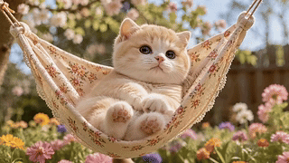 春日吊床软萌小猫