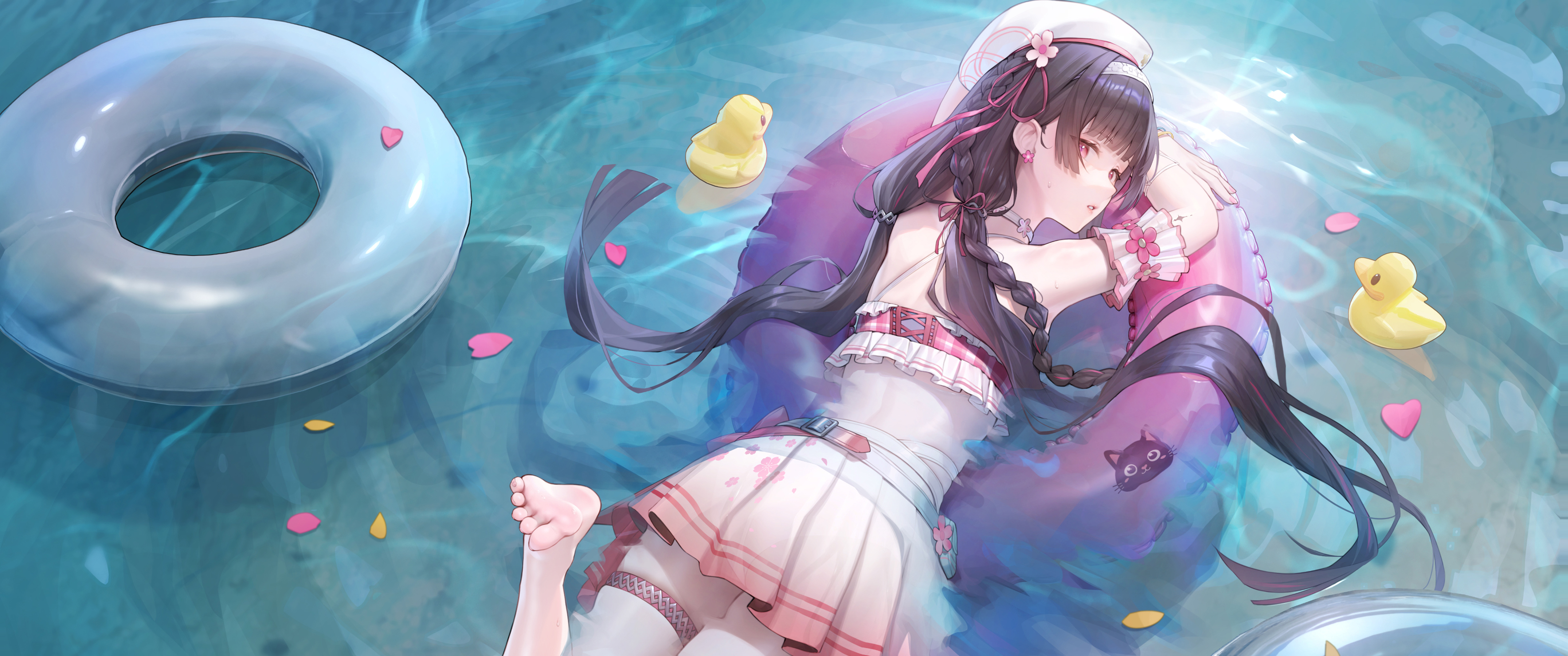 千咲 泳装4K带鱼屏壁纸3440x1440