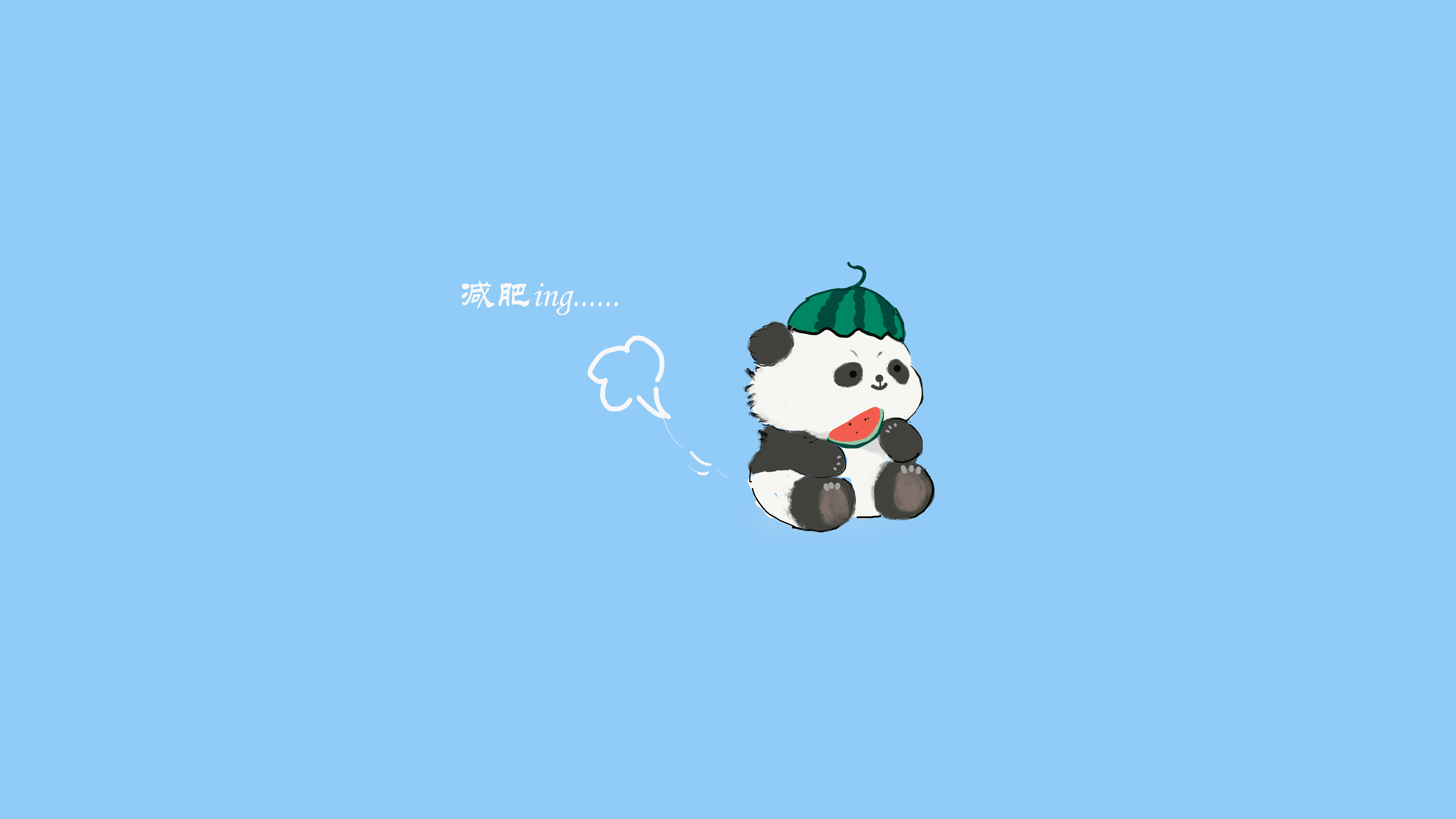 原创忘忧草 熊猫 夏日 西瓜 减肥 8K高清壁纸图片8000x4500
