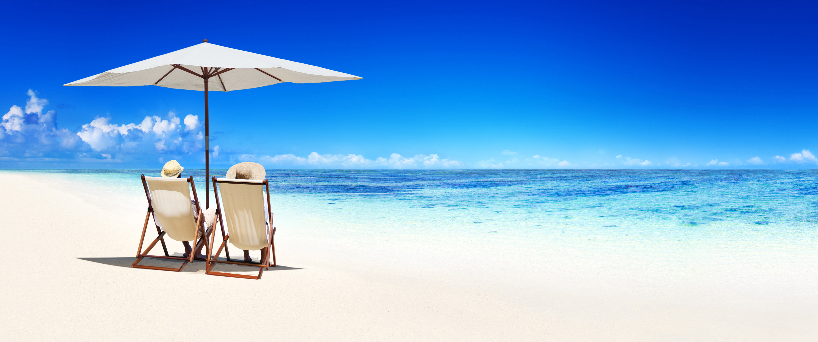 夏天海滩风景带鱼屏高清壁纸3440x1440