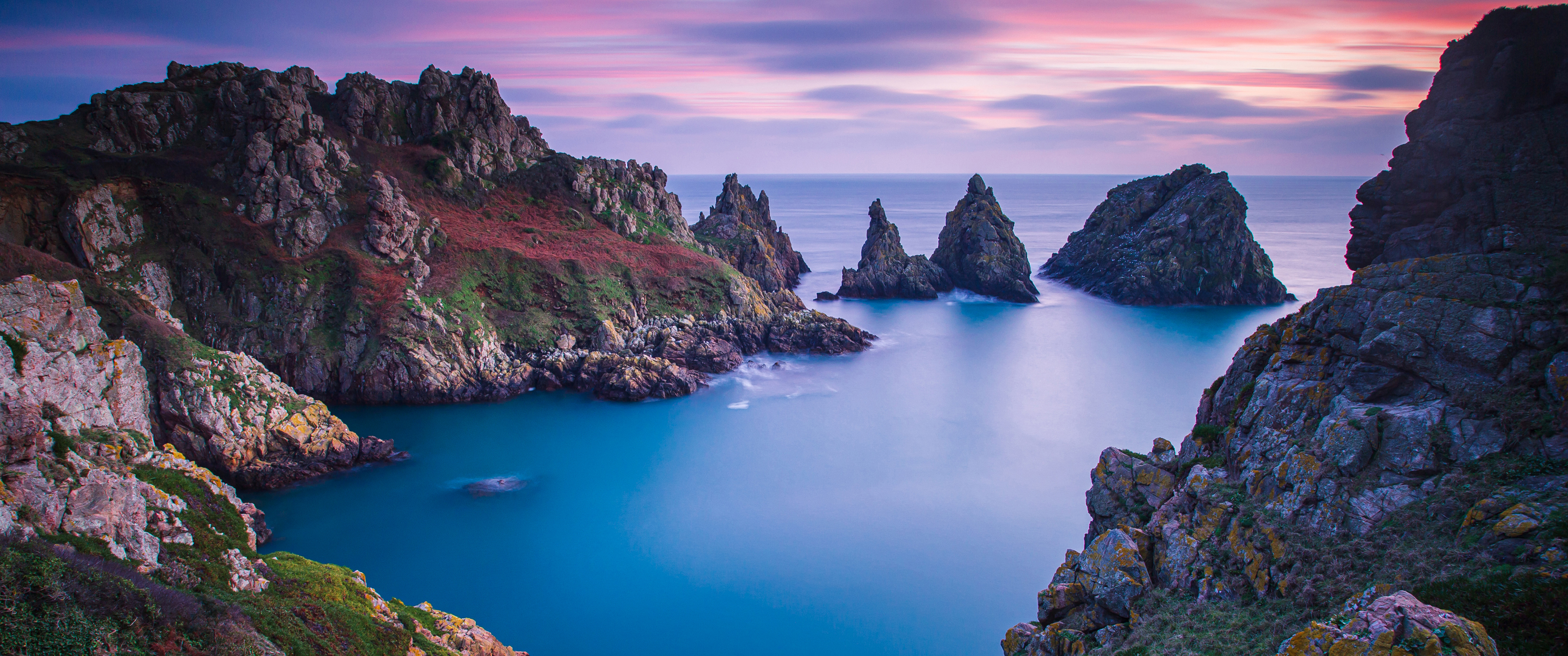 大海 岩石 水 天空 地平线 3440x1440带鱼屏风景壁纸