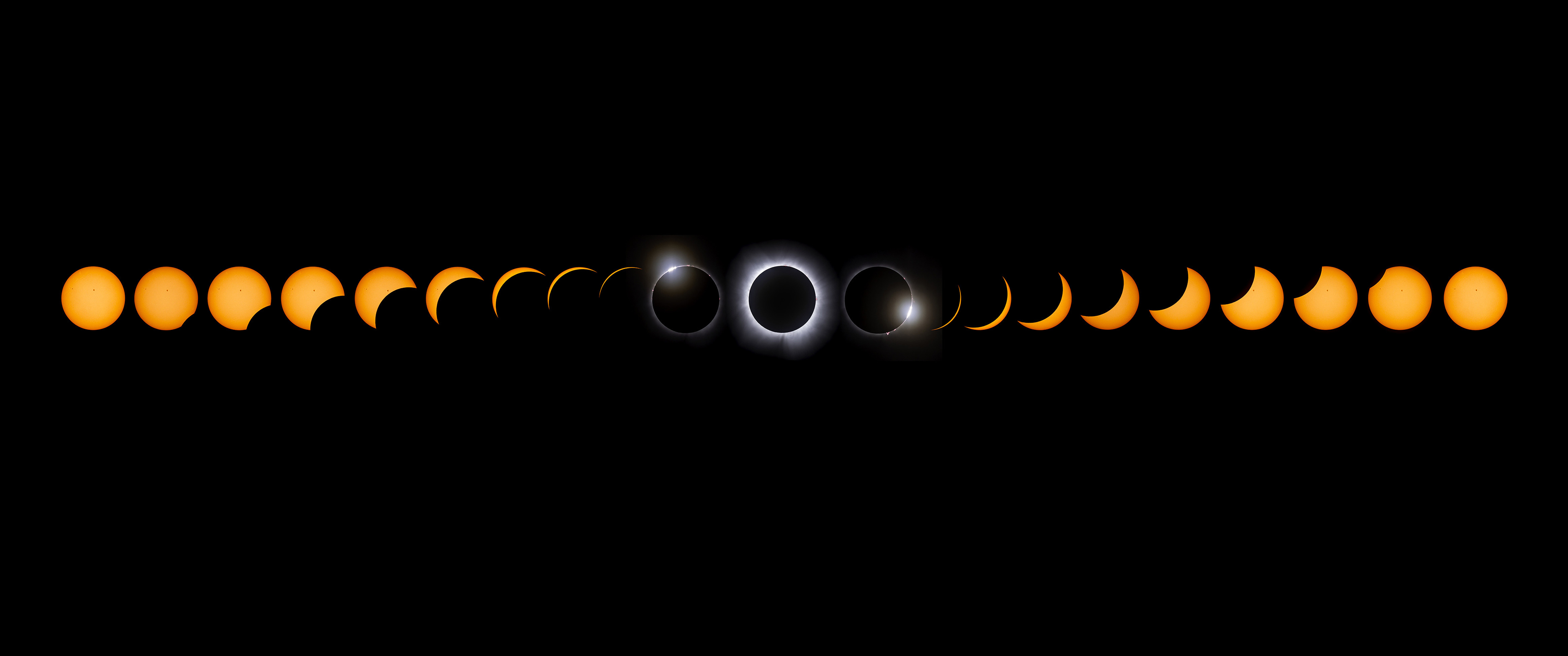 太空 太阳 日食 日全食 低光 月亮 黑色背景 3440x1440带鱼屏壁纸超清