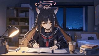 黑见芹香夜晚学习