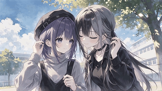 并肩相伴的少女