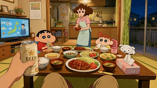 蜡笔小新阖家晚餐