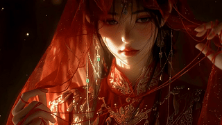 红衣红纱古风美人