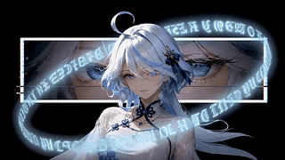 蓝银发色清冷少女