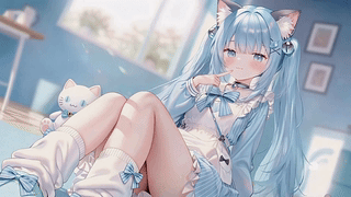 清新蓝调猫耳少女