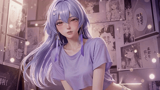 紫发红眸温柔少女