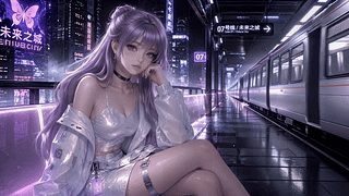 紫发少女的未来都市站台