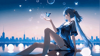 蓝发少女的泡泡梦境