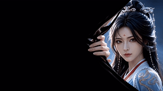 古风美人探帘