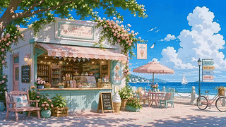 夏日海滨甜品小店