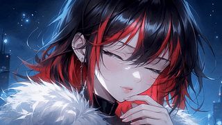 暗夜红发蓝瞳少女