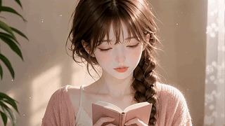 暖阳下阅读的温柔少女
