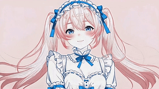 蓝白女仆双马尾少女