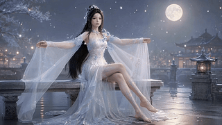 月夜清纱古风美人