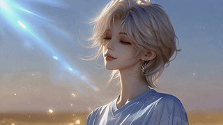 逆光浅发少女