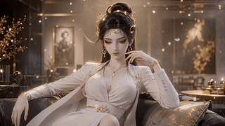 白裙金饰优雅美人