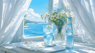 夏日窗台鲜花