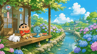 夏日庭院悠闲时光