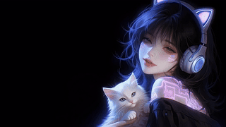 暗夜赛博少女与白猫