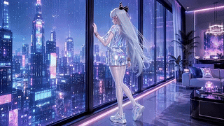 赛博都市窗边少女