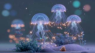 梦幻深海发光水母