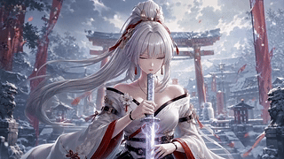 雪境神社持剑白发少女