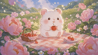 花田野餐的软萌小仓鼠