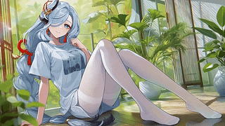 晴日窗边银发少女