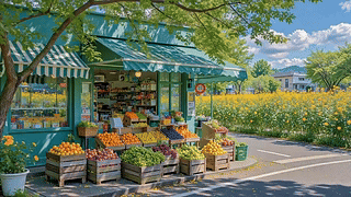 夏日街边清新水果店
