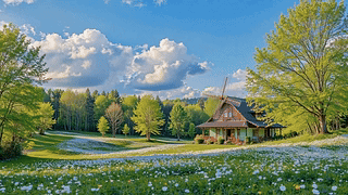 晴日郊野风车小屋
