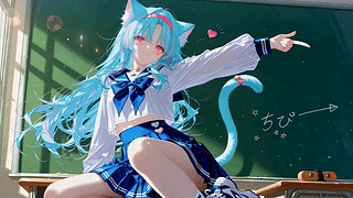 阳光教室的蓝发猫耳少女