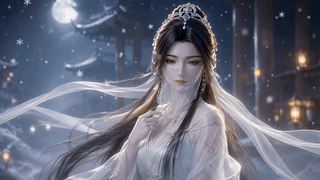 雪夜轻纱古风美人
