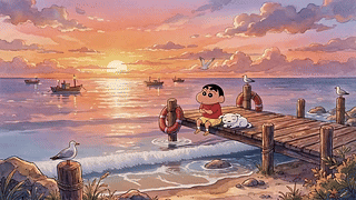 海滨落日闲憩