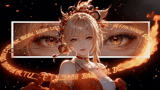 金发红衣光影少女