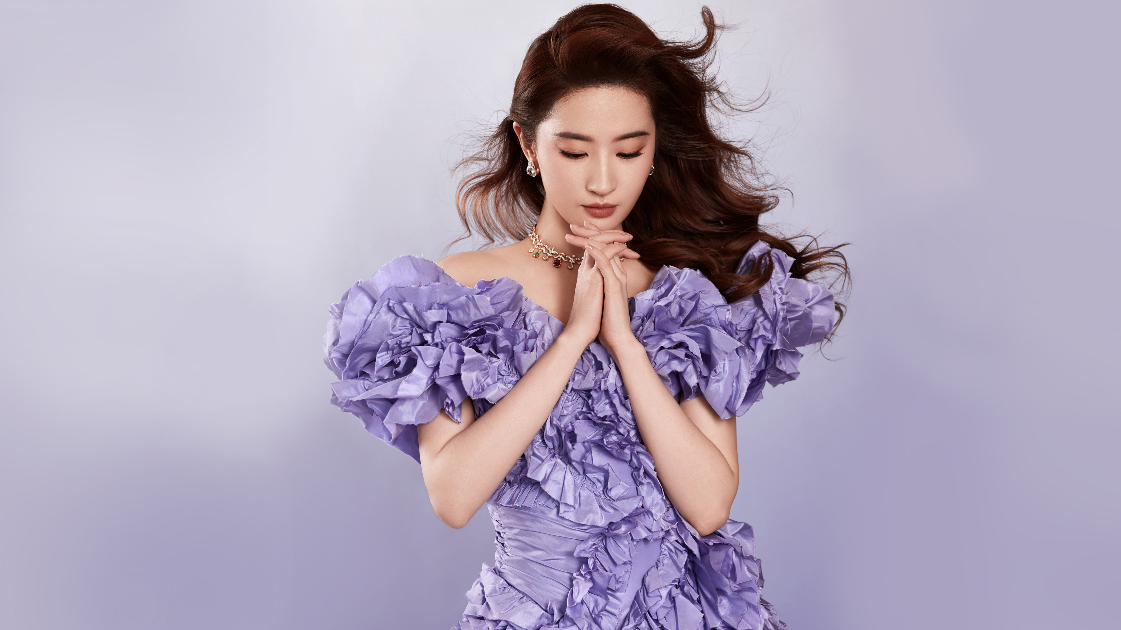 刘亦菲 紫色礼服裙子 唯