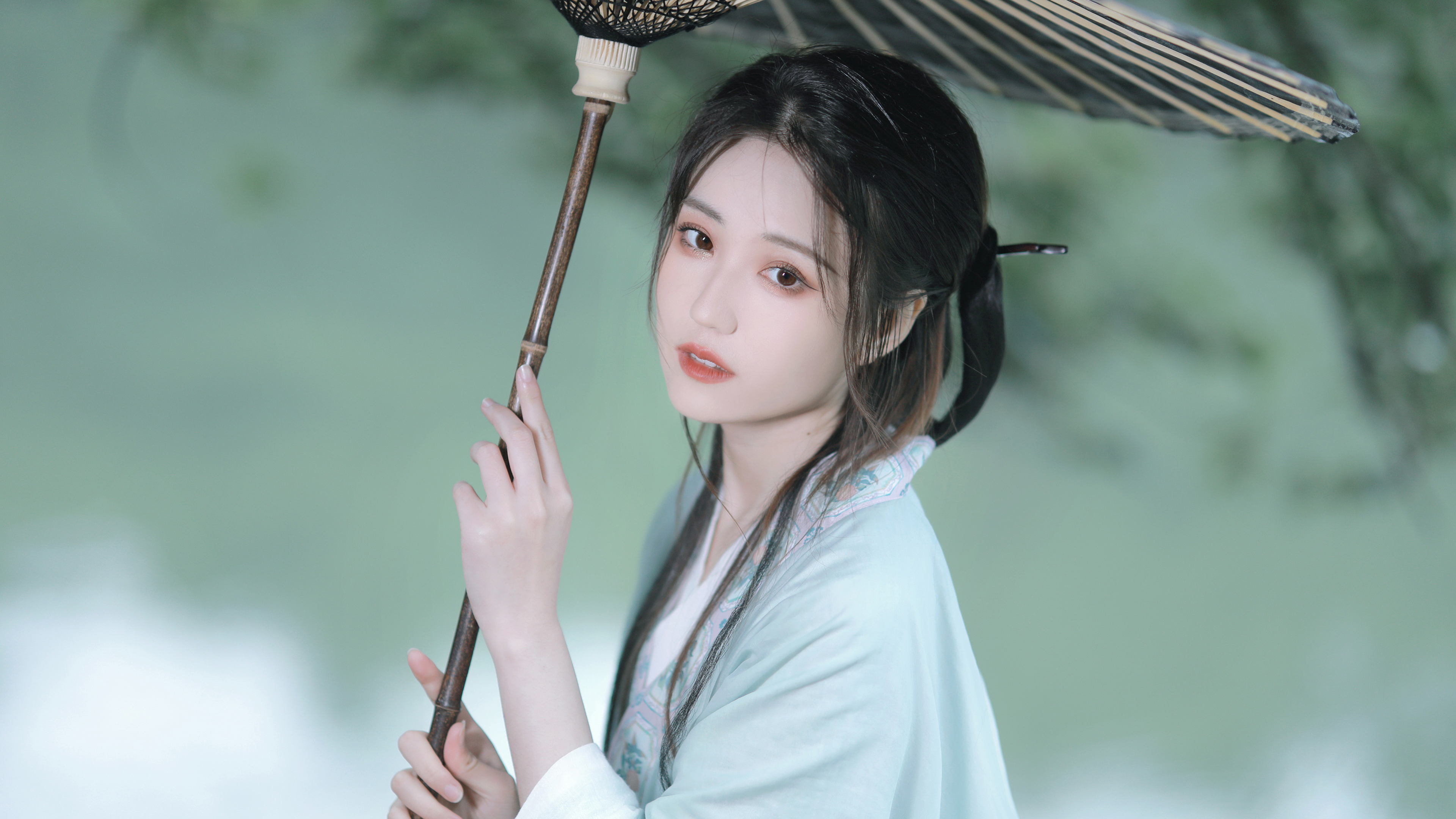 唯美古风 雅致美女 油伞