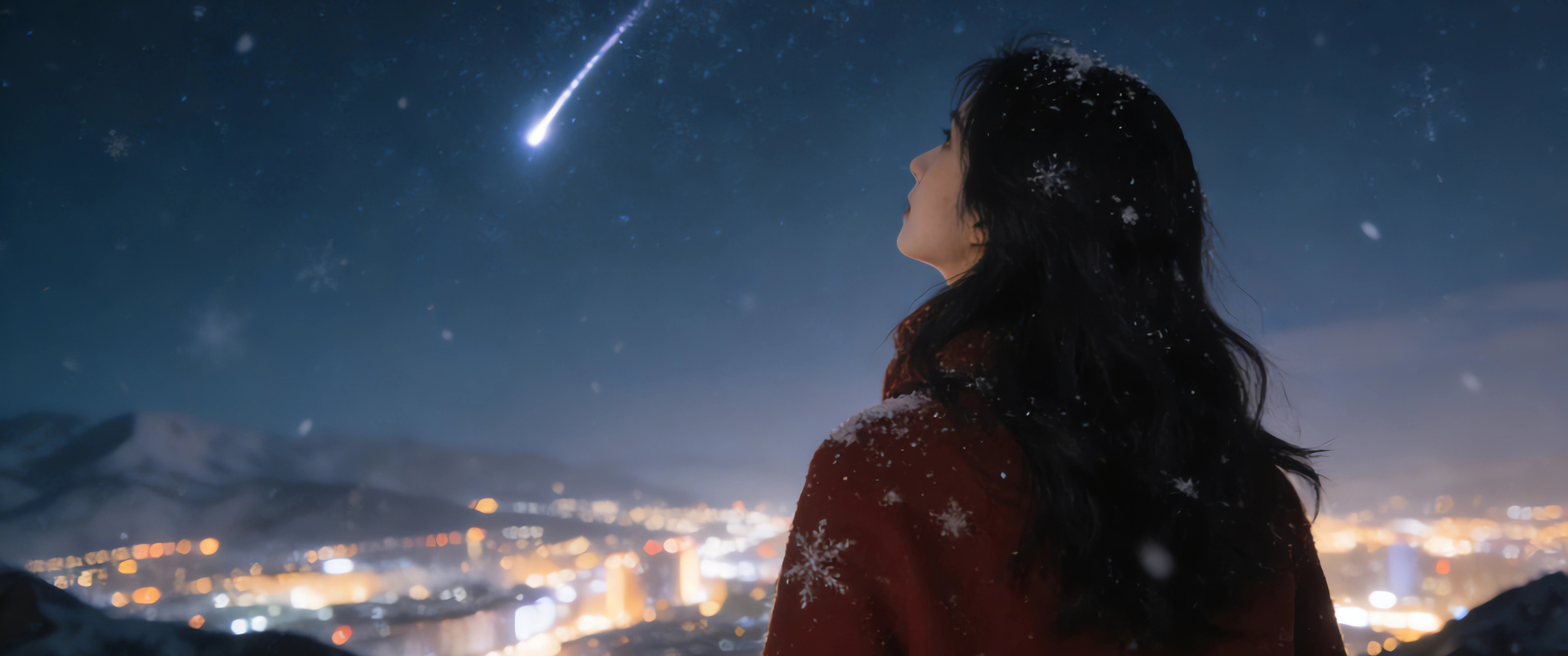 星空 一个女孩看流星 34