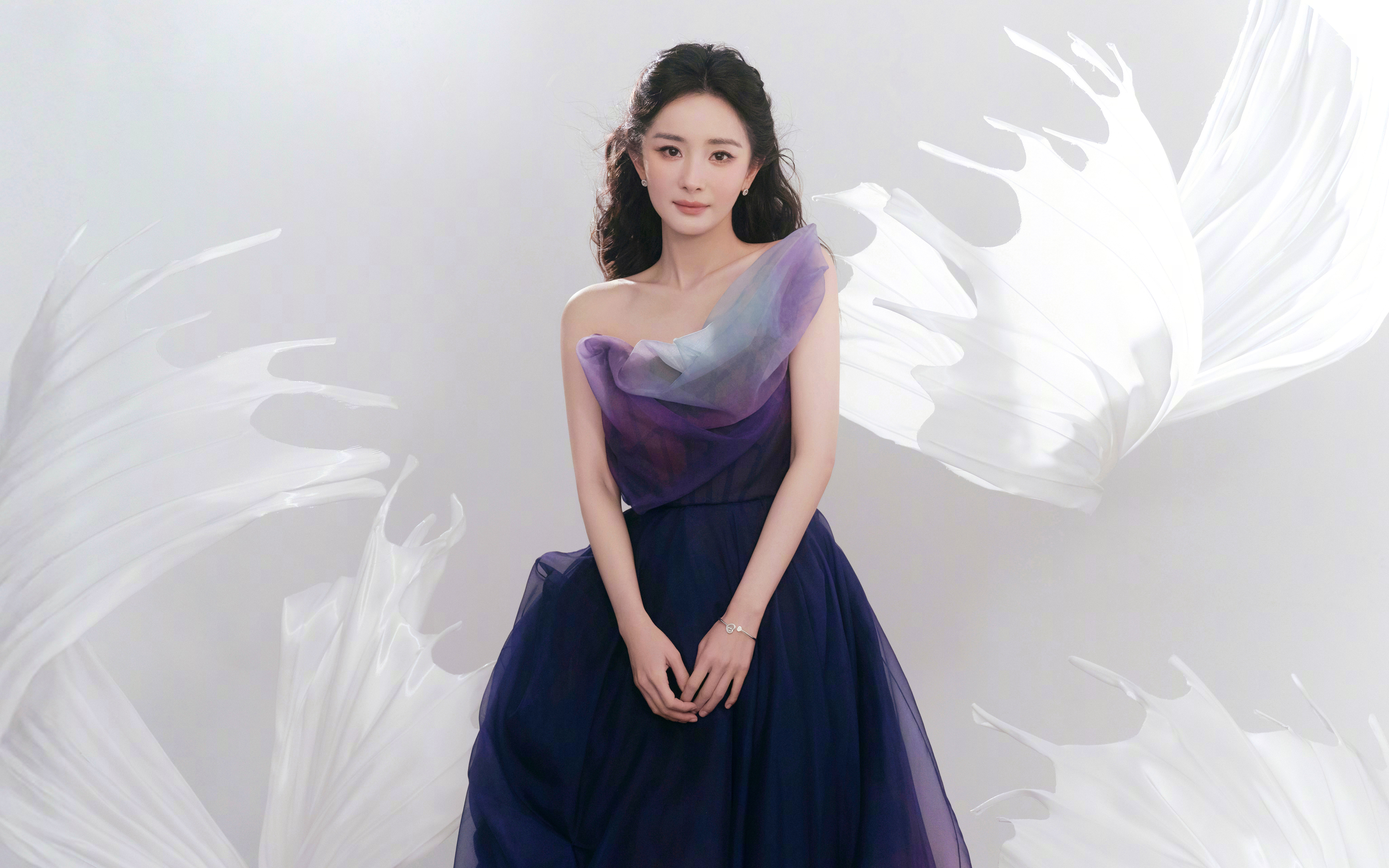 杨幂 深蓝紫裙子美女 4k