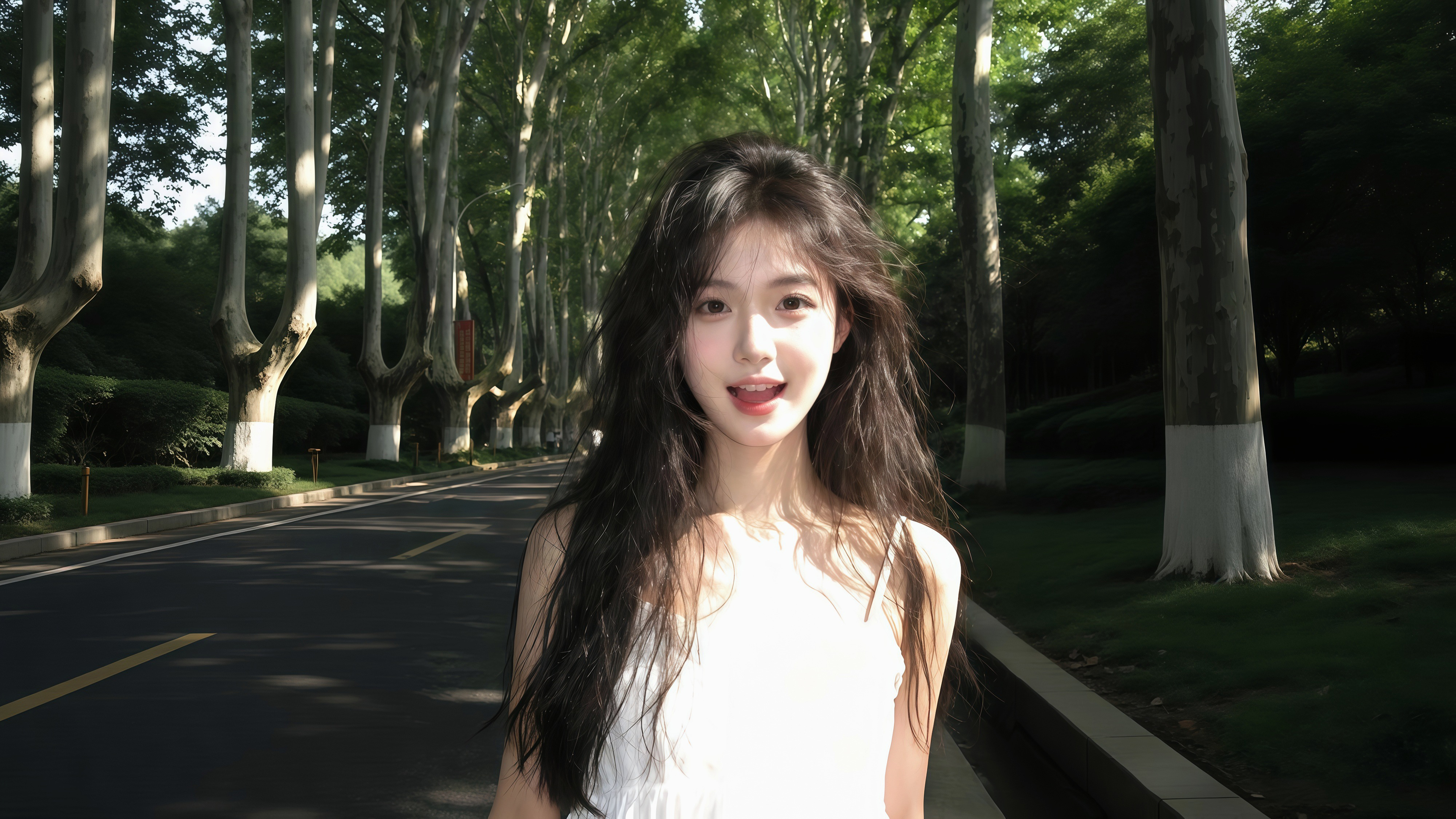 校园长发可爱美女4K电脑