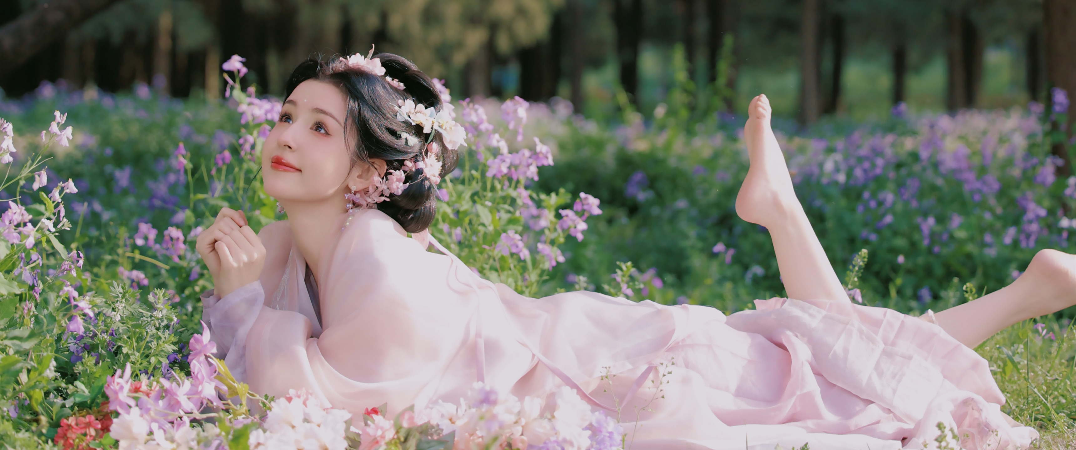 森系 美女 古风 鲜花 34