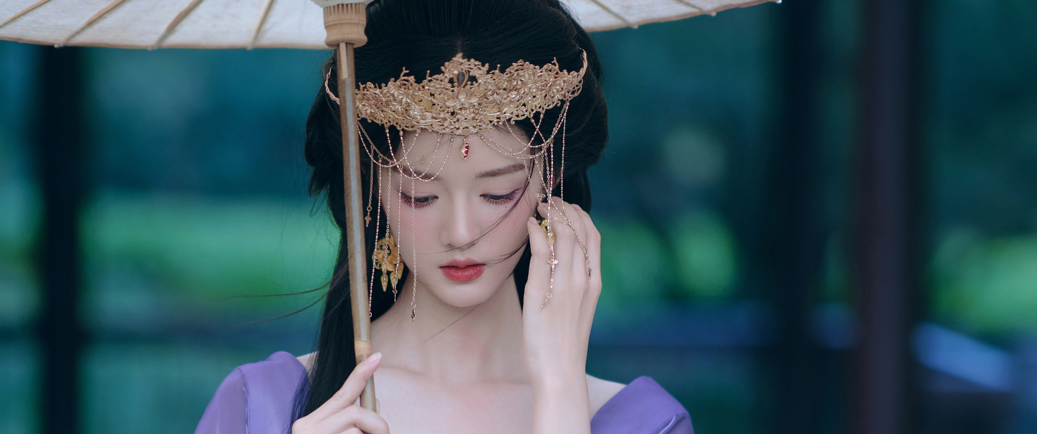油纸伞 唯美紫色古风裙