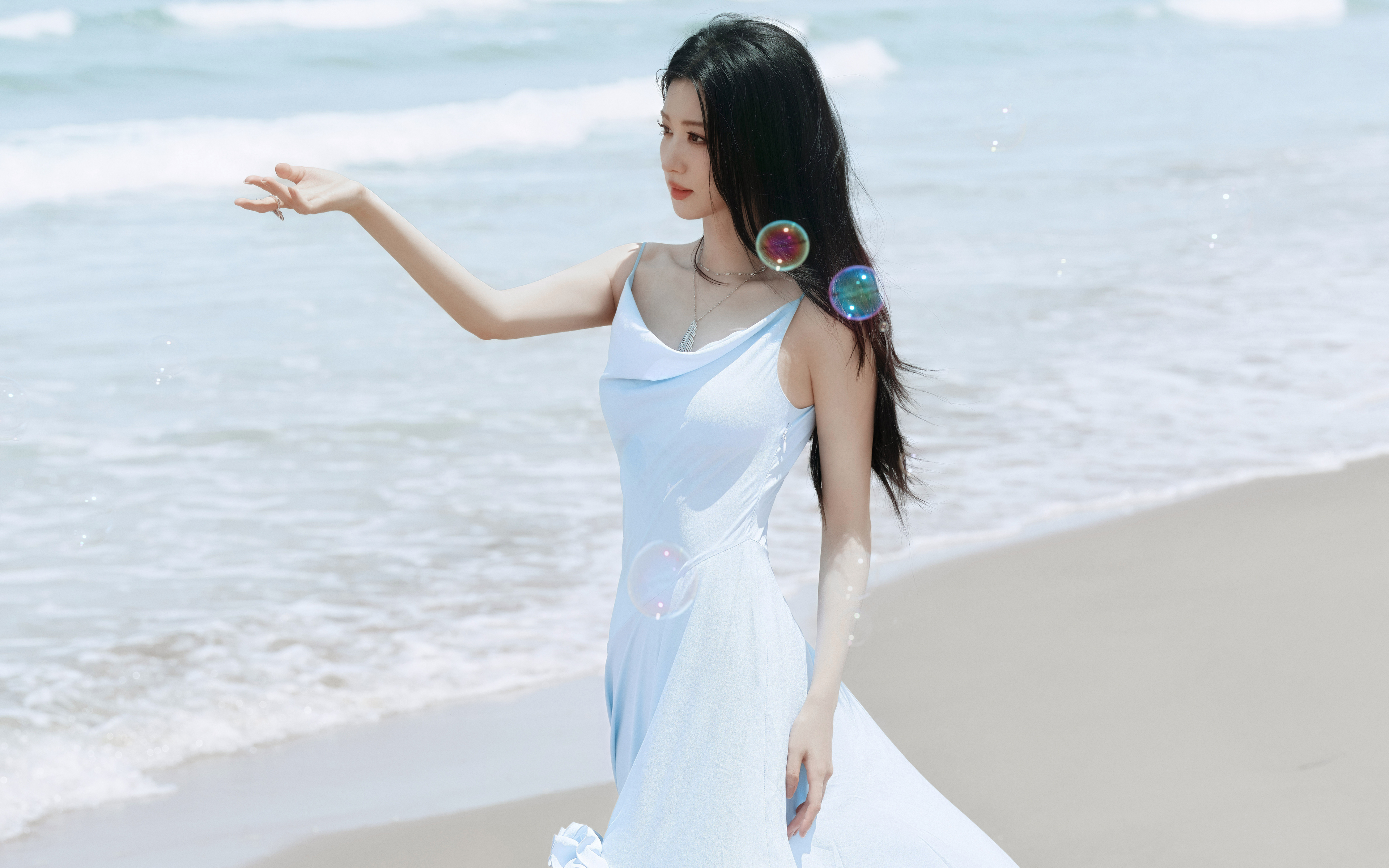 海边海滩美女 王楚然 蓝