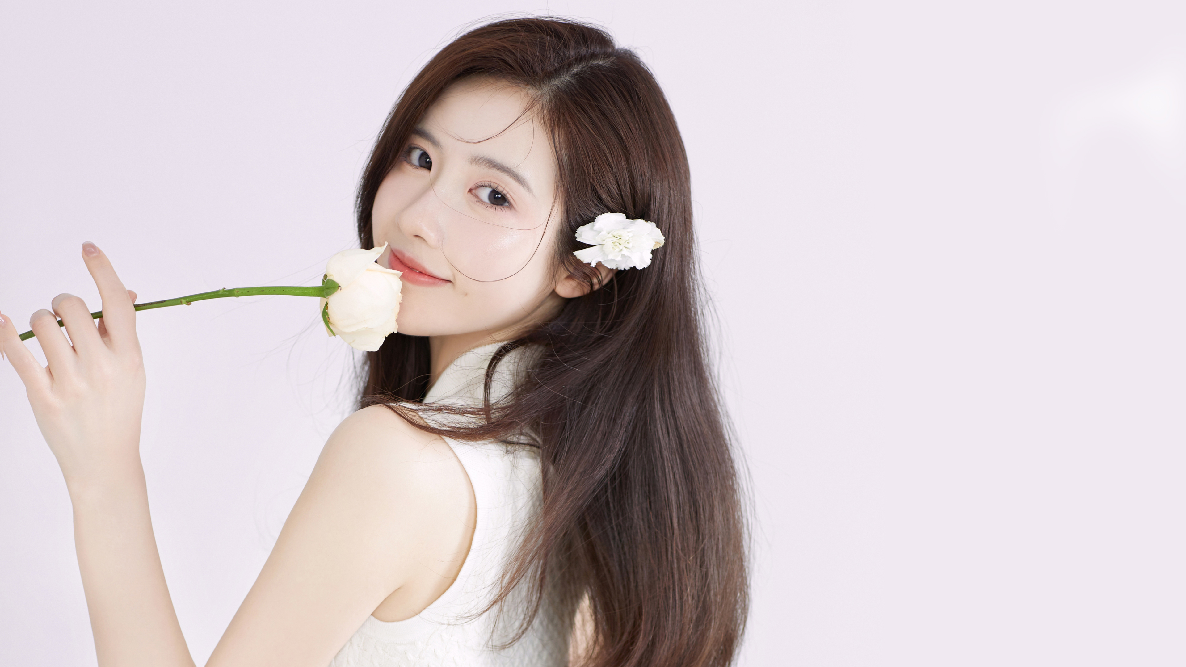清新 干净 鲜花 回眸 美