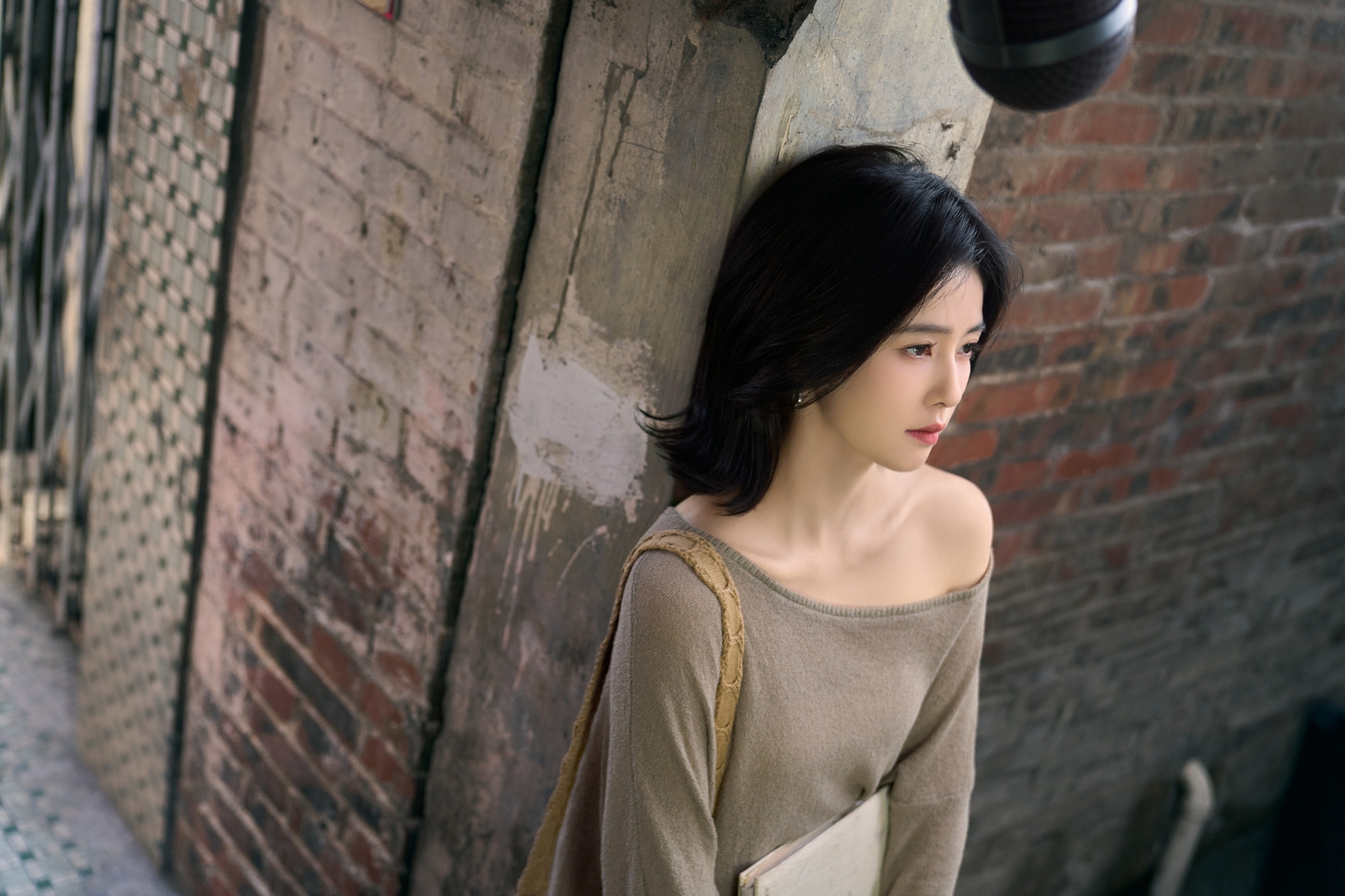 白鹿 背靠墙 4K美女壁纸