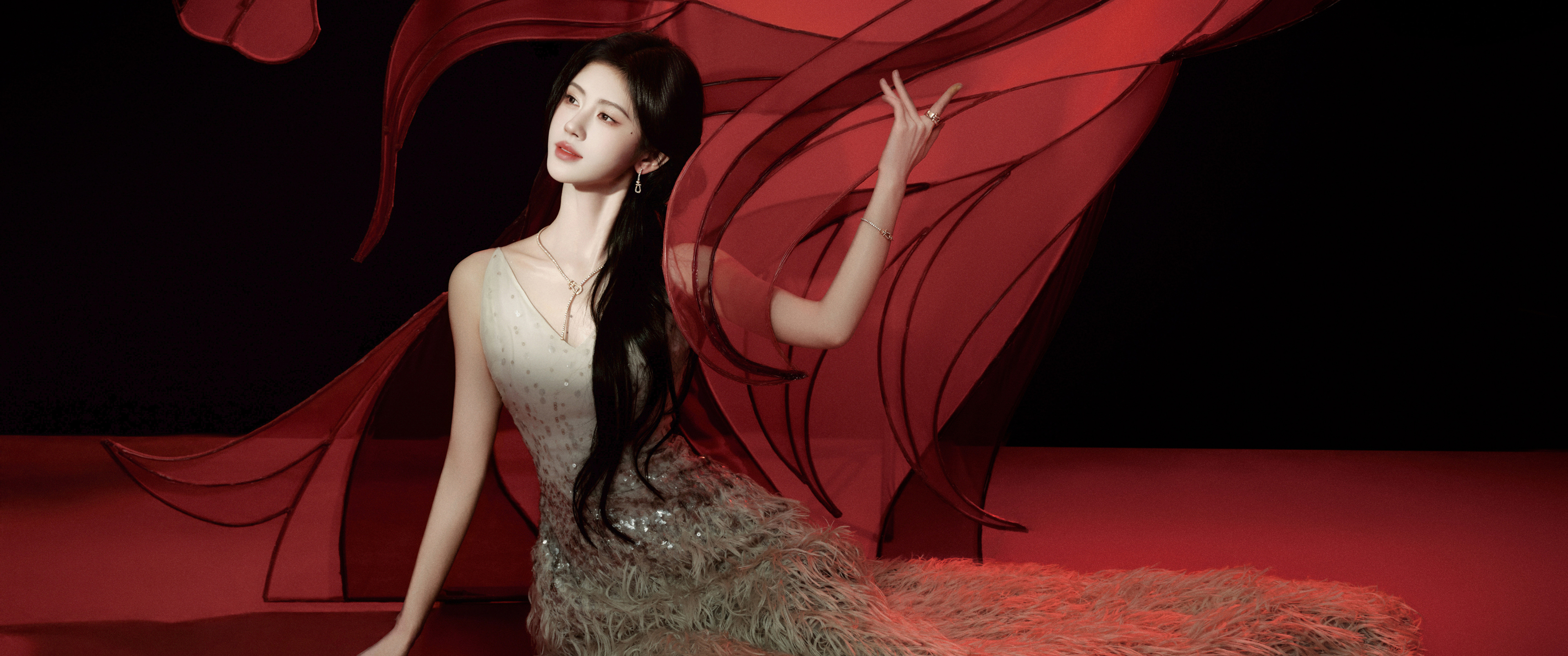 长礼服裙子鞠婧祎3440x1440带鱼屏美女壁纸