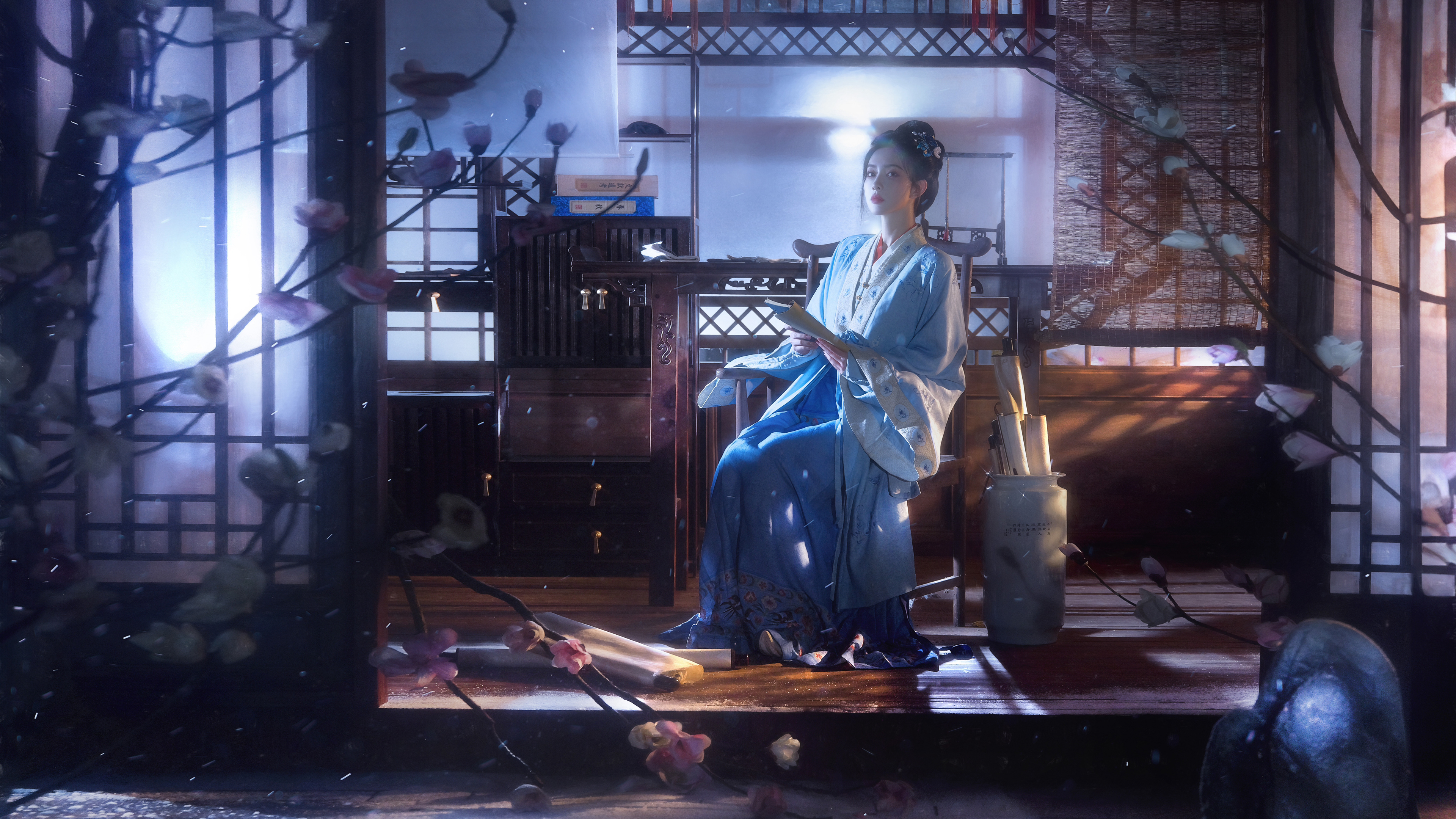 院子 古风 美女 孟子义4
