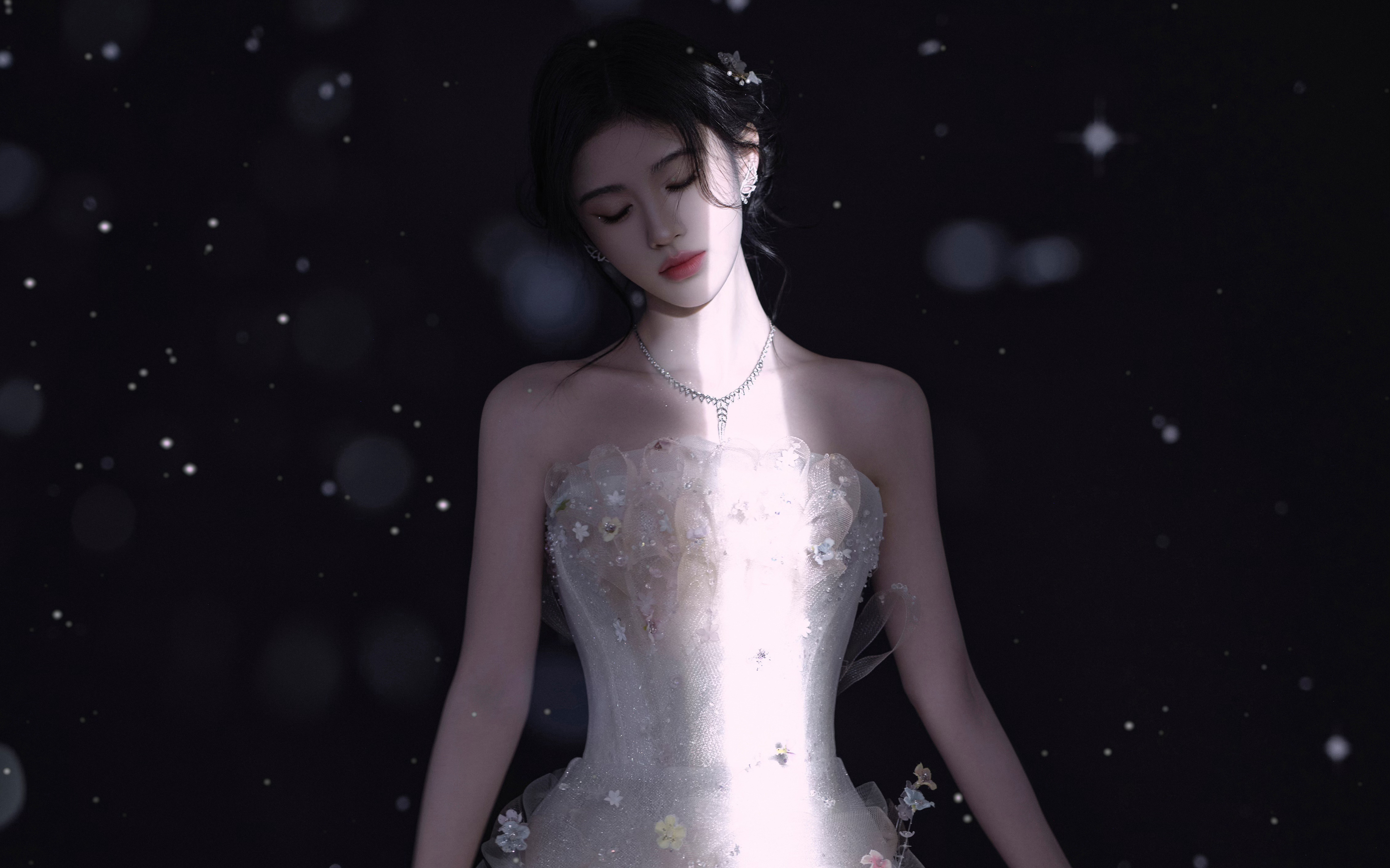 鞠婧祎闭眼唯美4k美女壁